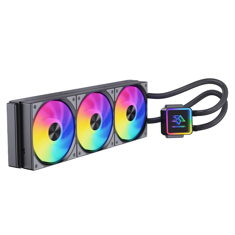 SNOWMAN KS360 Wholesale Factory OEM AIO CPU Liquid ARGB Infinity Mirror Pump 360mm Radiator PWM Fans For Desktop