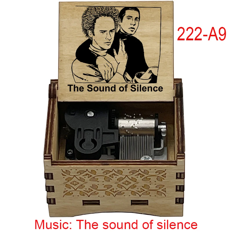 Sound of Silence Wooden Music Box 18 Note Wind Up Musical Movement Special Cute Wooden Gift for Friends Birthday