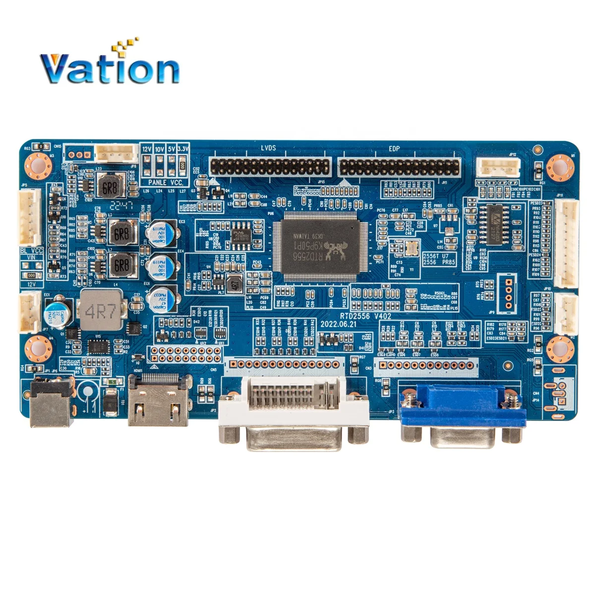 RTD2556 1920x1200(max) Dual LVDS/eDP HDMI-DVI-VGA controller board with wide temperature range and wide voltage range (9V~28V)