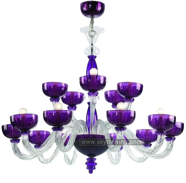 hotel hall purple murano glass chandelier