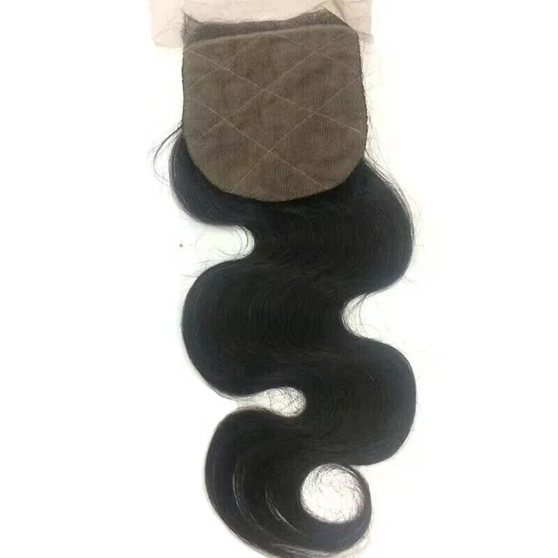 Custom 4*4 Silk Base Closure Coarse Kinky Straight Human Hair Closure Swiss Invisible Closure Women Hair Topper Pieces
