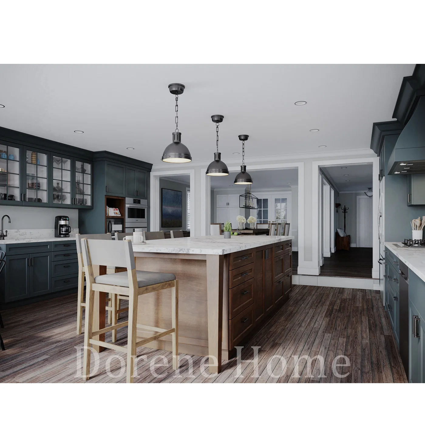 2023 American Style Custom Design Kitchen Furniture Shaker White Oak Solid Wood Modern Kitchen Cabinets With Island