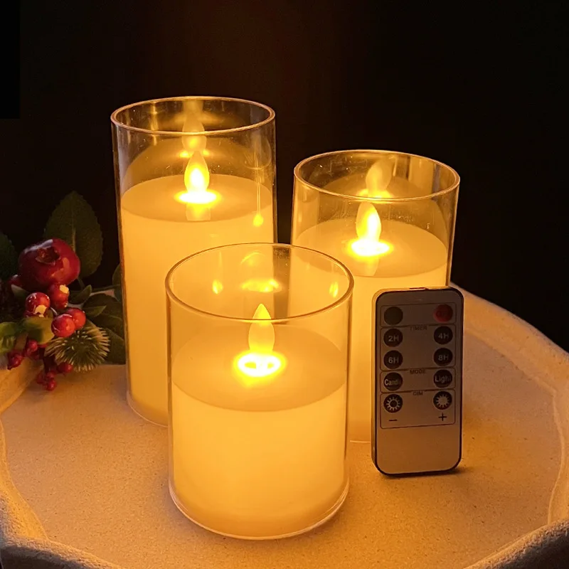 Flameless Flickering Battery Operated Candles Ivory Real Wax Pillar LED Candles with Remote and Cycling 24 Hours Timer