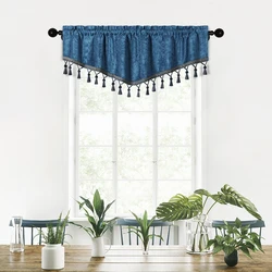 Modern Chenille Solid Curtains Fabric with Attach Valance for Living Room Window Pelmet Ready Made for Kitchen