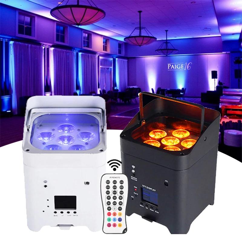 DJ Disco Stage Light Uplight Battery Wireless RGBWAUV 6*18w Wireless Battery Led Par Can Light