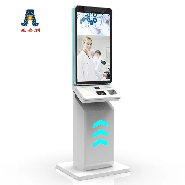 new coming 27inch self service touch screen kiosk terminal with built in thermal printer and barcode scanner