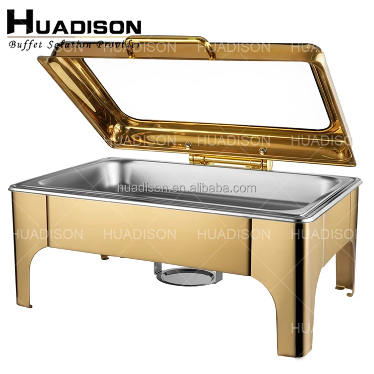 Huadison other hotel & restaurant supplies 9 L stainless steel rectangle gold chafing dish food warmer set