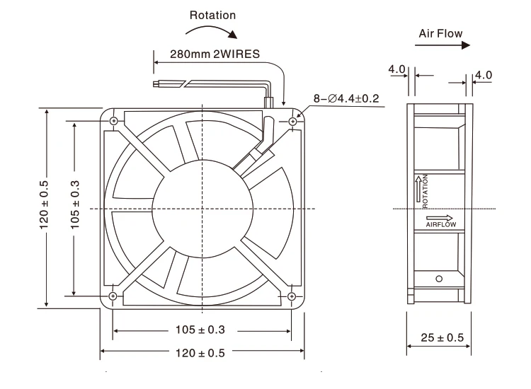 ANNEWELL High Quality Low Noise AC Plastic Blades Freezer Cooling Fan 12025 120v 120mm AC Brushless Industrial Cooling Fan