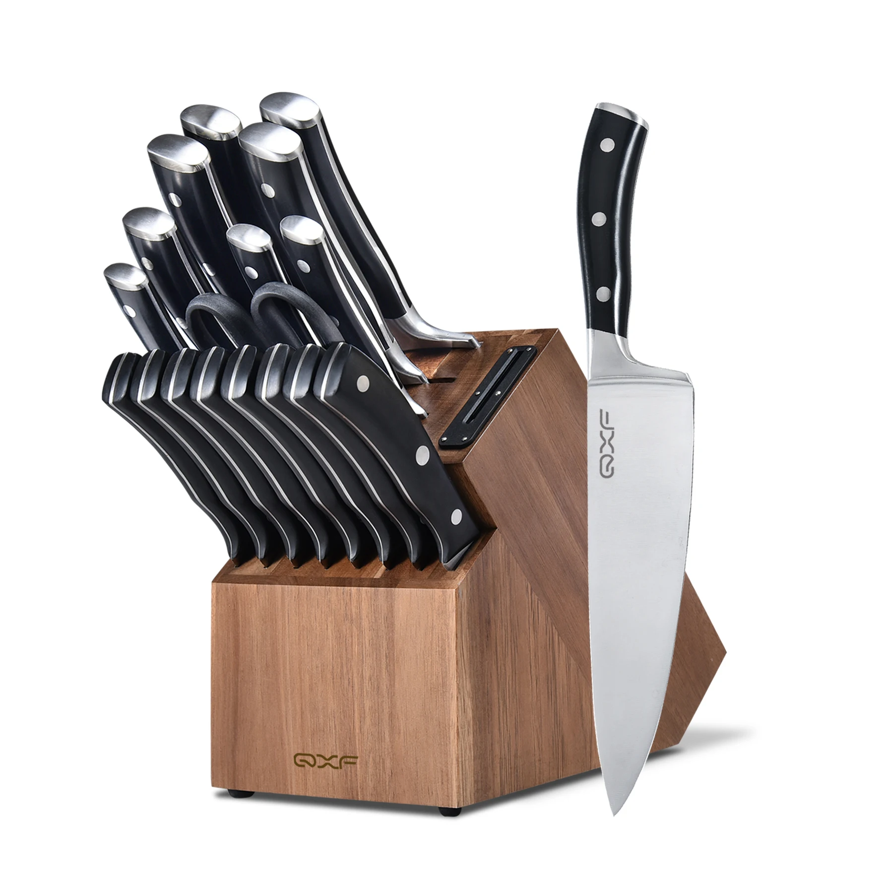 С высоким содержанием углерода немецкий из нержавеющей стали, покрытой 18 шт набор кухонных ножей супер острый нож шеф повара набор с блоком ножей