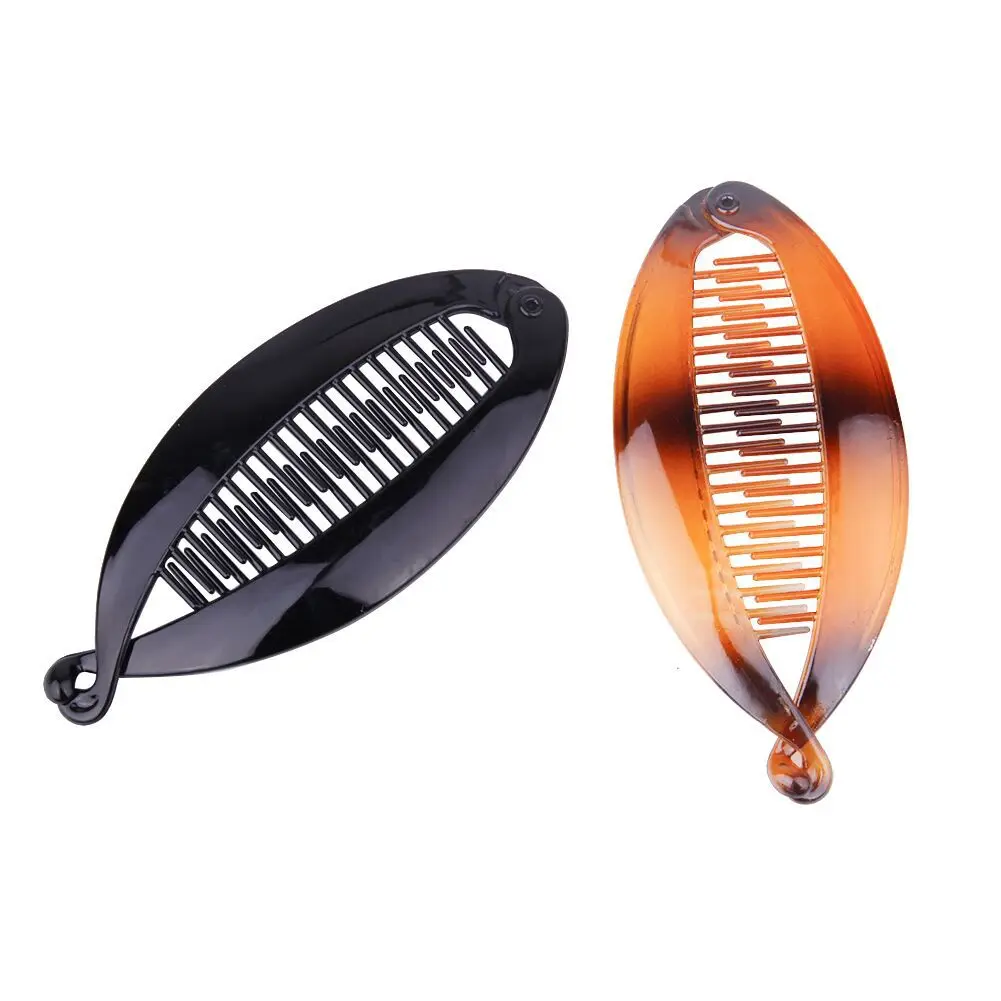 Wholesale Korean Fashion Large Simple Hair Clips Handmade DIY Rubber Paint Resin Material Banana Clip