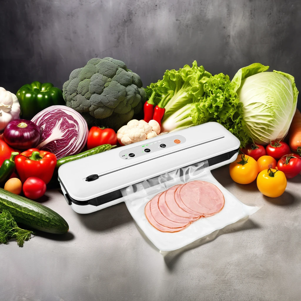 EU PLUG Vacuum Sealer Machine with Build-in Cutter LED Indicator for Dry and Moist Food Modes Food Storage Compact