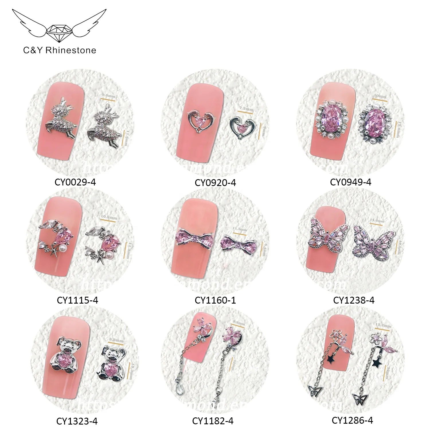 CY Wholesale 3D Butterfly Alloy Jewelry Pearl Gold Coating Zircon Alloy Nail Art Glitter Nail Decorations