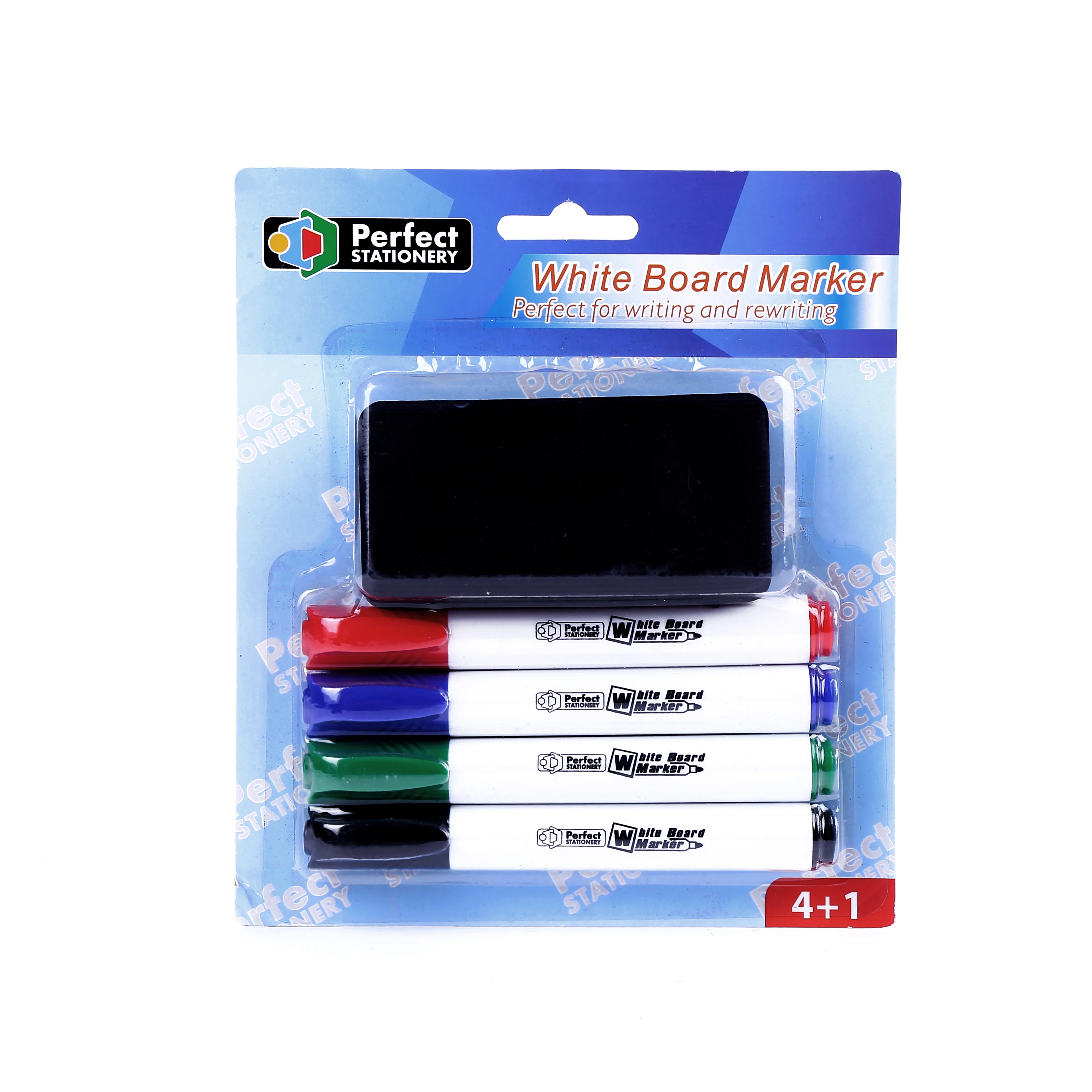 4+1Whiteboard Markers with Eraser Assorted Colors Perfect for writing and rewriting