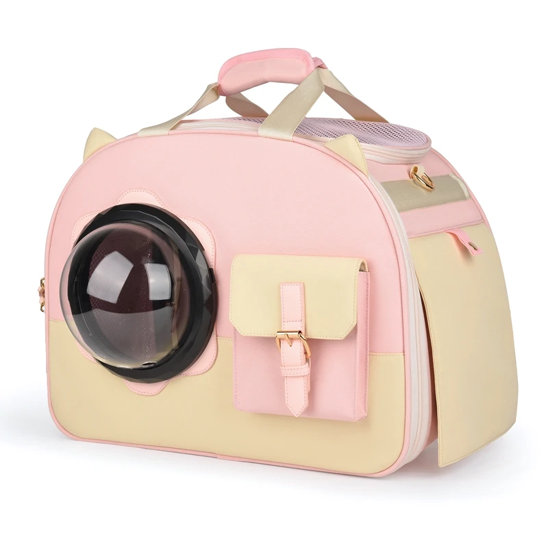 Wakytu C82 Wholesale Luxury Bubble Pink Portqable  Breathable Collapsible Foldable Travel Products Cat Dog Backpack Pet Carrier