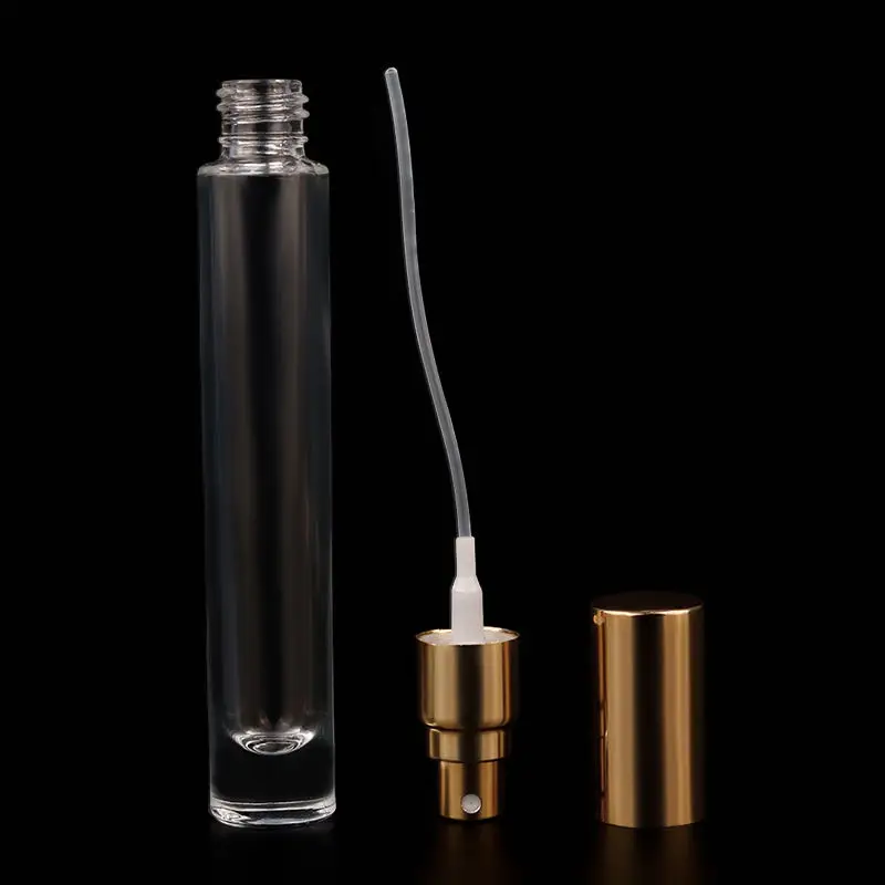 Transparent oil perfume bottles clear gold sliver black cover 10ml from China supplier