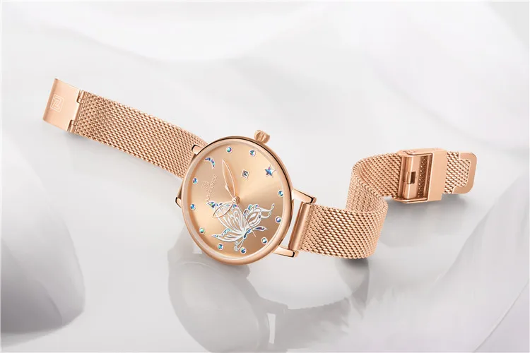 NAVIFORCE 5011 RGRG Sport Watches Women Wrist Butterfly Jewelry Strap Luxury Brand Waterproof Couple Other Diamond Watch reloj
