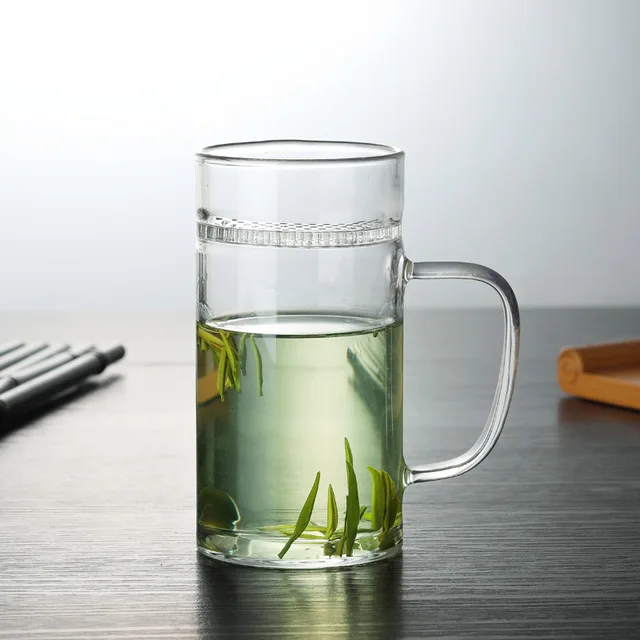 17 Ounce Borosilicate Heat-Resistant Glass Cup with Infuser Filter Single Packed for Iced Coffee & Summer Drinks