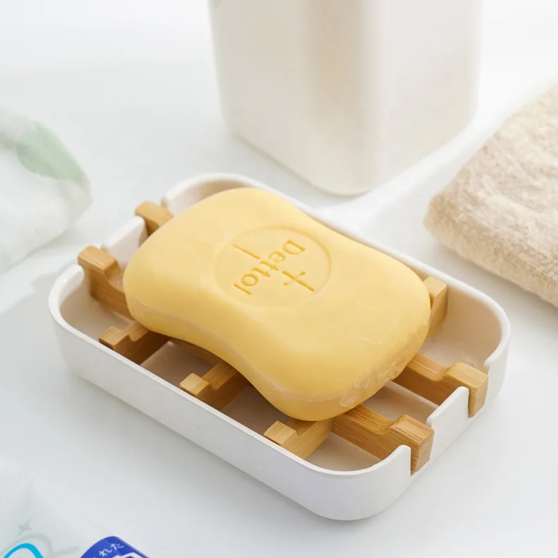 No plastic 100% compostable bamboo fiber soap dishes soap tray bamboo bath ware with retail package
