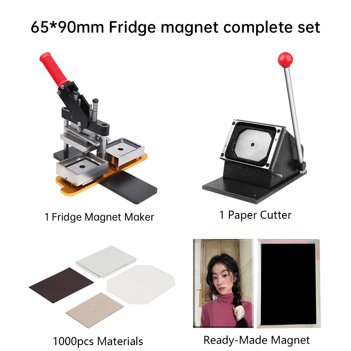 65*90 мм магнит на холодильник делая машину + резак для бумаги + 1000 шт материалы
