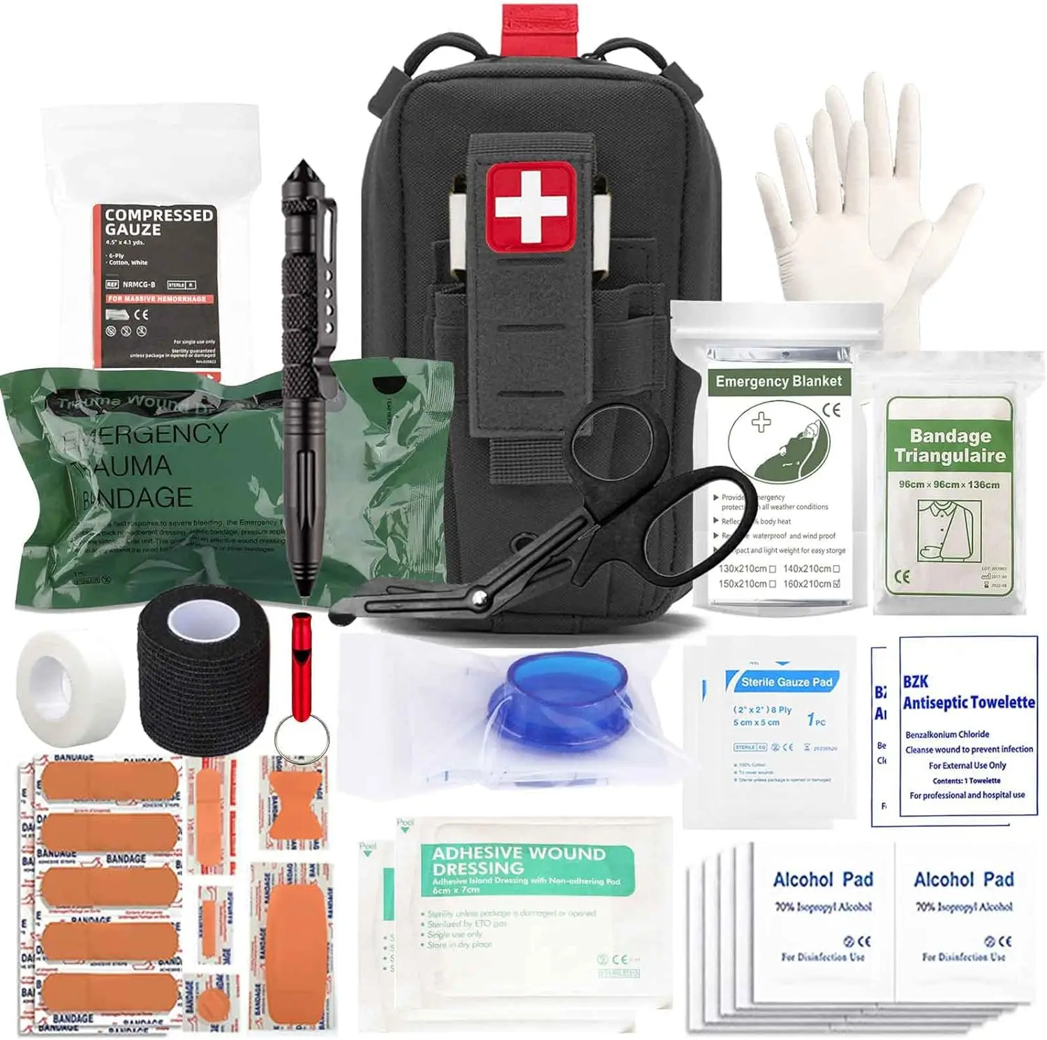 Tactical Molle Ifak Trauma Kit Refil Medical Emergency Survival First Aid Kits Rip Away EMT Medic Kit