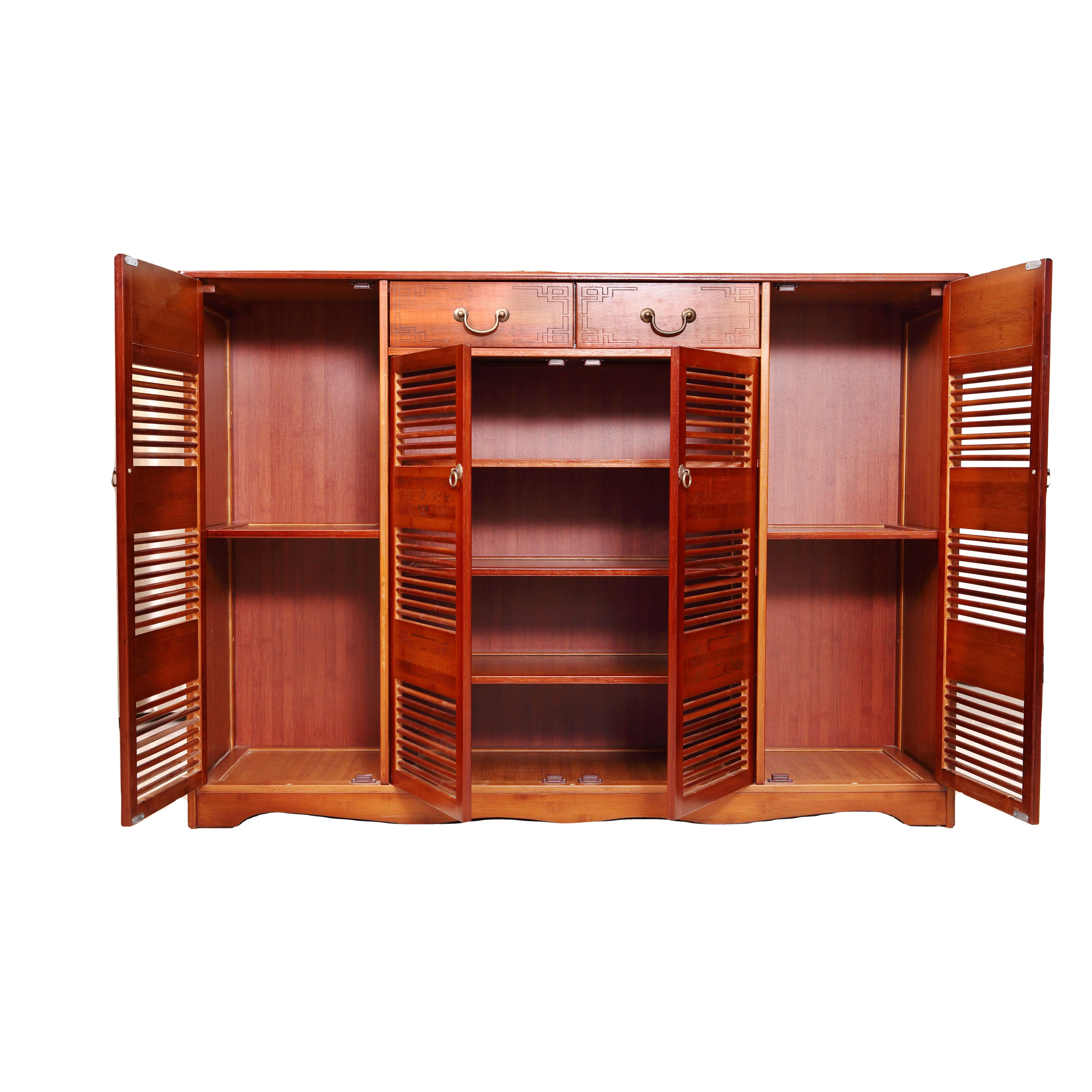 Professional Manufacturer Bamboo Four Door Multi Layer Furniture Shoe Storage Cabinet