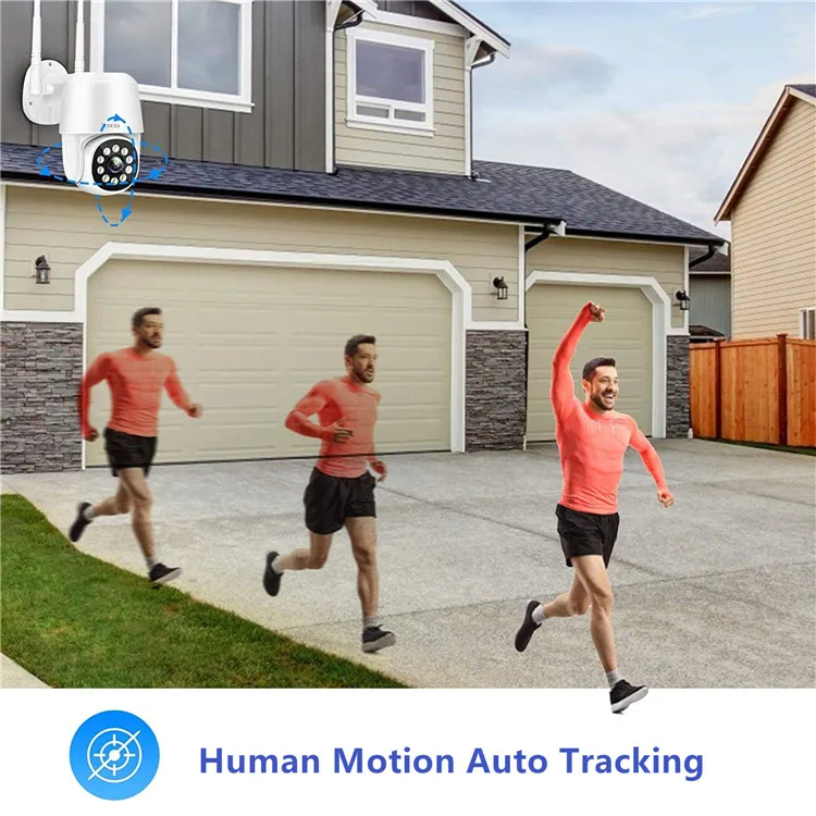 Outdoor Wireless Smart Home Security Full Color Night Vision Motion Detection AI Auto Tracking WiFi 1080P PTZ IP Camera