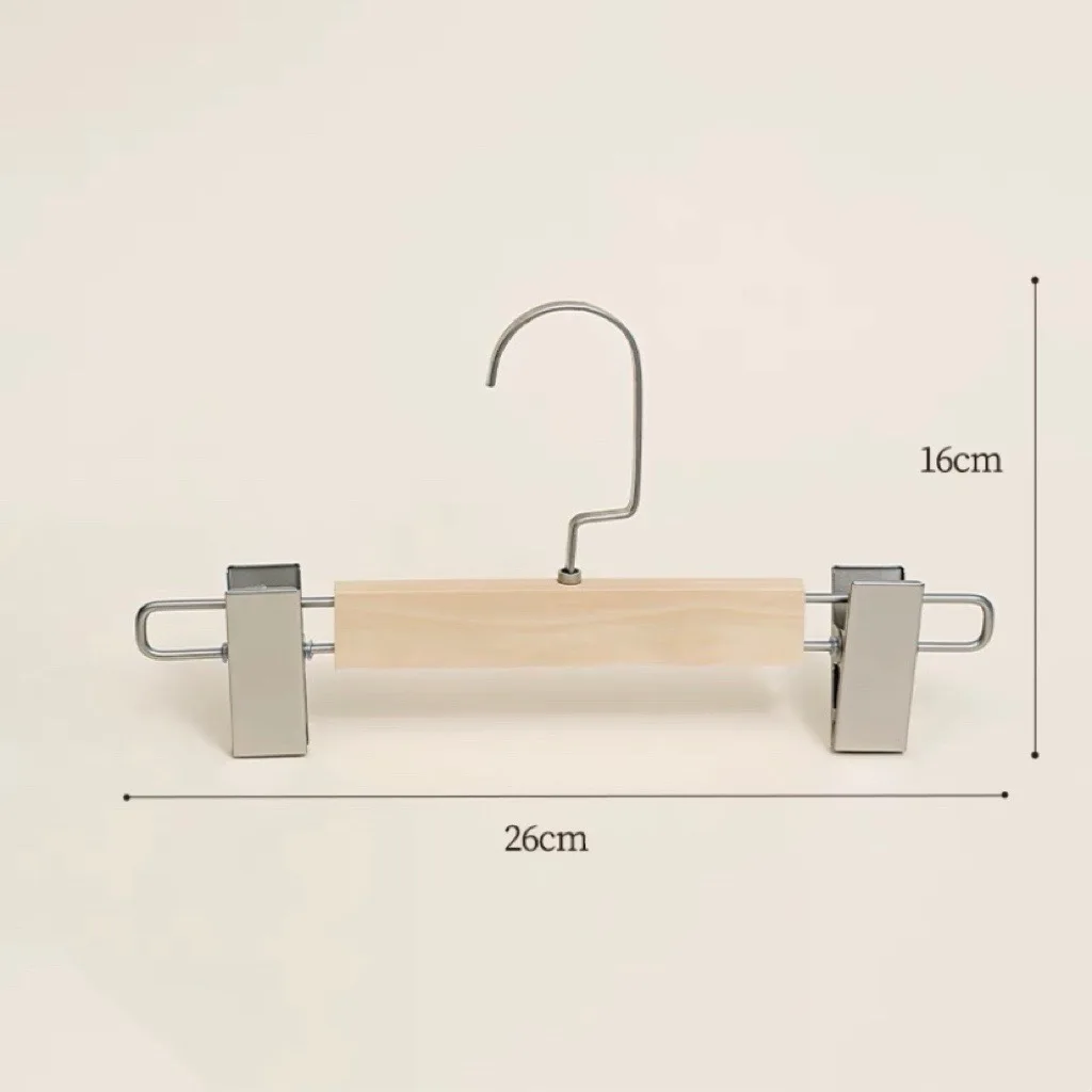 Wood Skirt Hanger with 2-Adjustable Clips Anti-Rust Hook