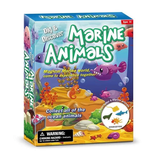 Wholesale Educational Toys 2021 Kids Children Ocean Science Dig Fossil Fish Kits for Boy and Girl Marine Animal Dig Color Box 6+