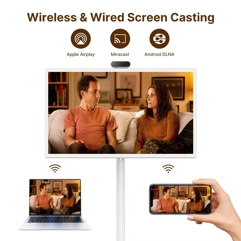 Samidisplay Portable 21.5 32 Inch Android Smart WiFi Floor-Standing Interactive Display Standby Me Moving Touch Screen Monitor