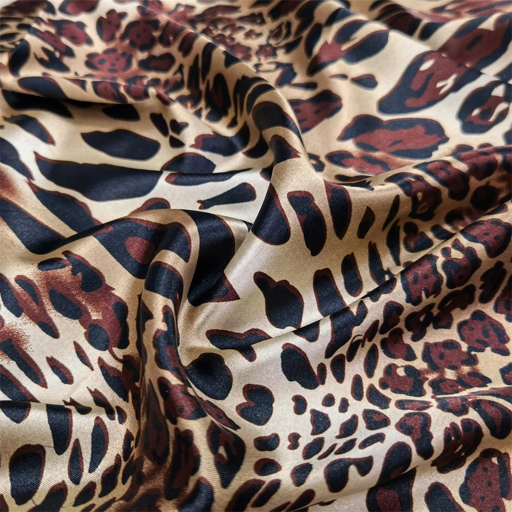 soft satin leopard-print 100% polyester fabric for garment