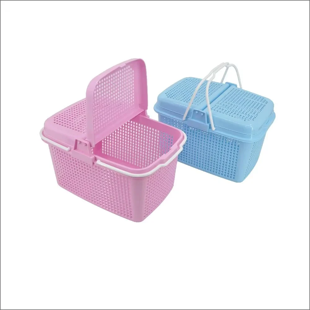 wholesale supermarket plastic shopping basket with lid pet basket with lid