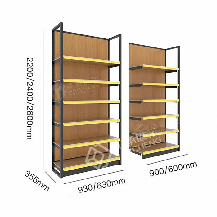 Meicheng Shop Shelf Display Rack Steel Adjustable Commercial Metal Shelving Stand Rack Wooden Shelf