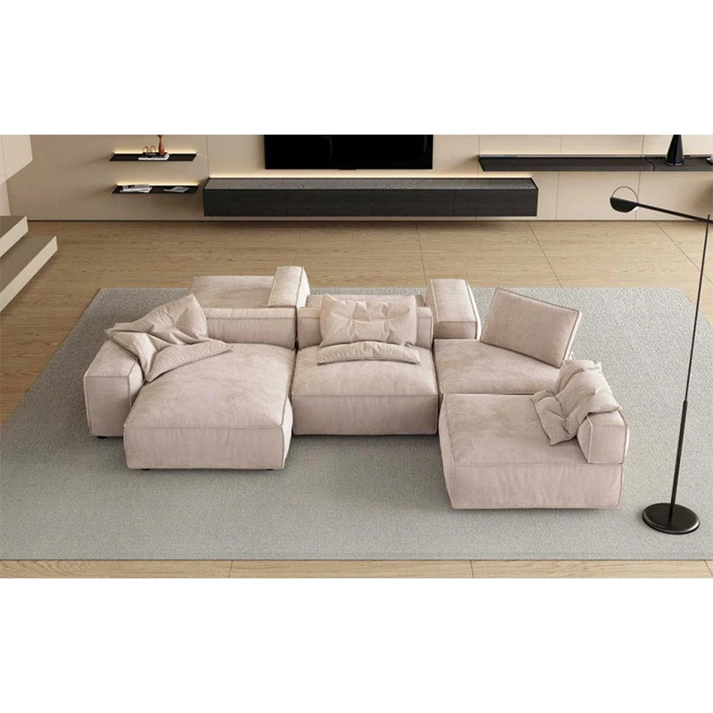 Italian tofu minimalist modular couch villa sofa hotel combination butter sofa khaki sectional sofas set