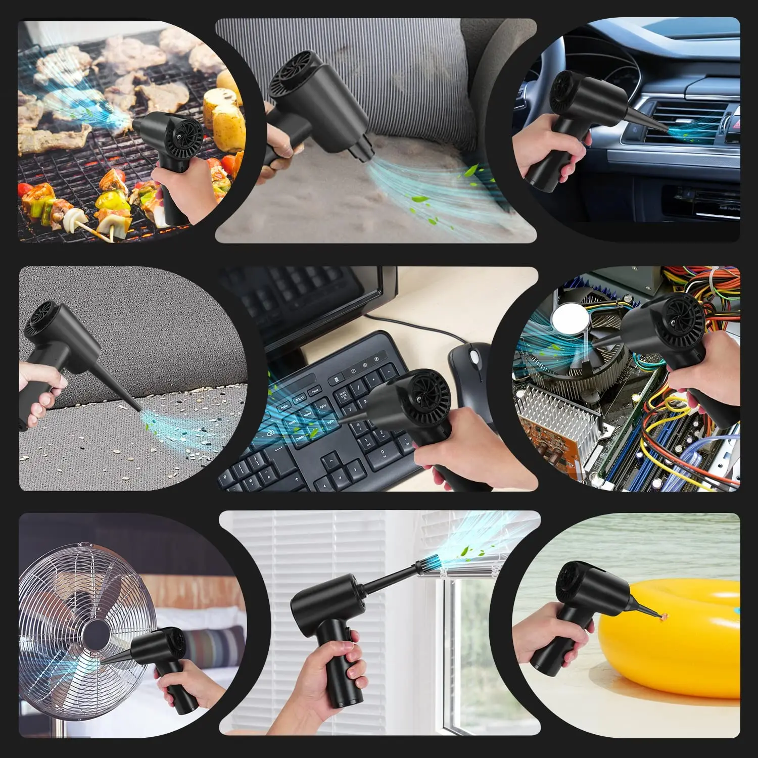 Compressed Air Duster 51000RPM 6000Mah Battery Computer Keyboard Cleaning Kit Electric Reusable Cordless No Canned Air Duster