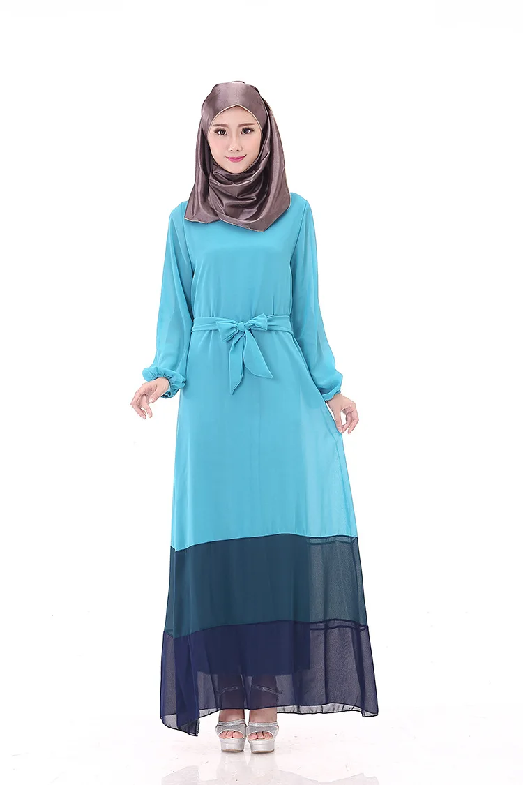 NEW Arrival Dubai Long Sleeve Evening Abaya Muslim Women Maxi Dress Chiffon Dresses