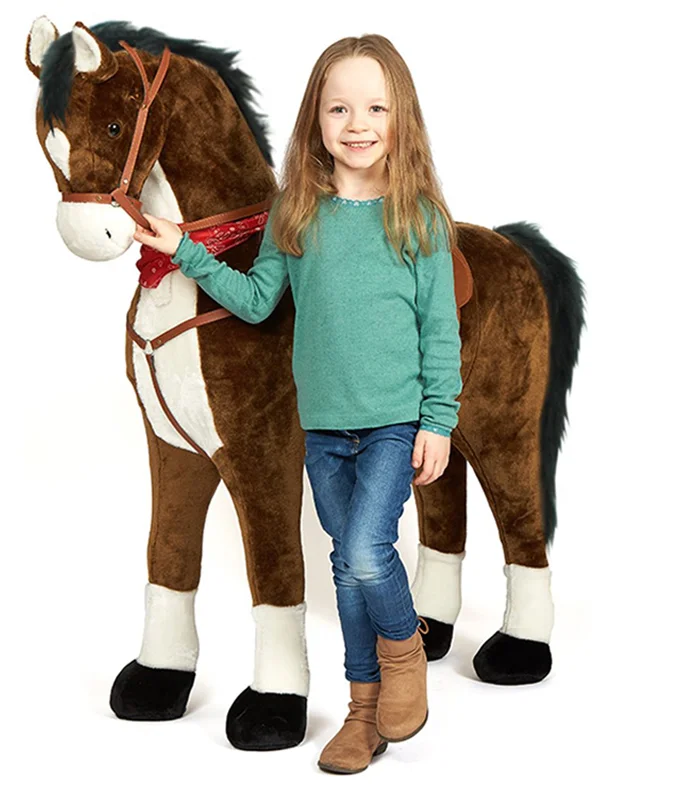 70cm beautiful customized stuffed plush standing horse doll toy with colorful knitted windbreak&hood,slacks,sports shoes