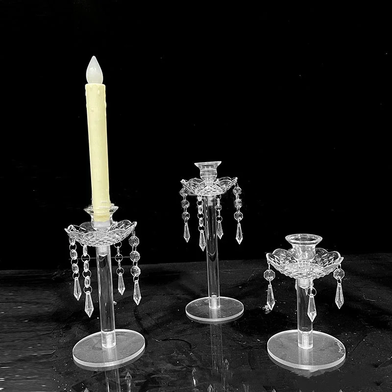 New Modern Transparent Single Candelabra Acrylic Candle Holders wedding candlestick for wedding table centerpieces decoration