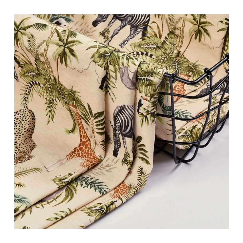 100% Cotton Leopard Giraffe Zebra Elephant Monkey Animal Custom Printed Cotton Canvas Fabrics