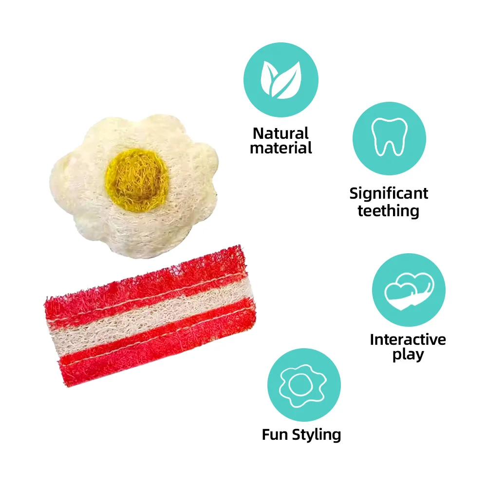 Wholesale Egg Bacon Natural Luffa Molar Chew Toys Hamster Rabbit Play Activity Teething Cleaning Chew Toys