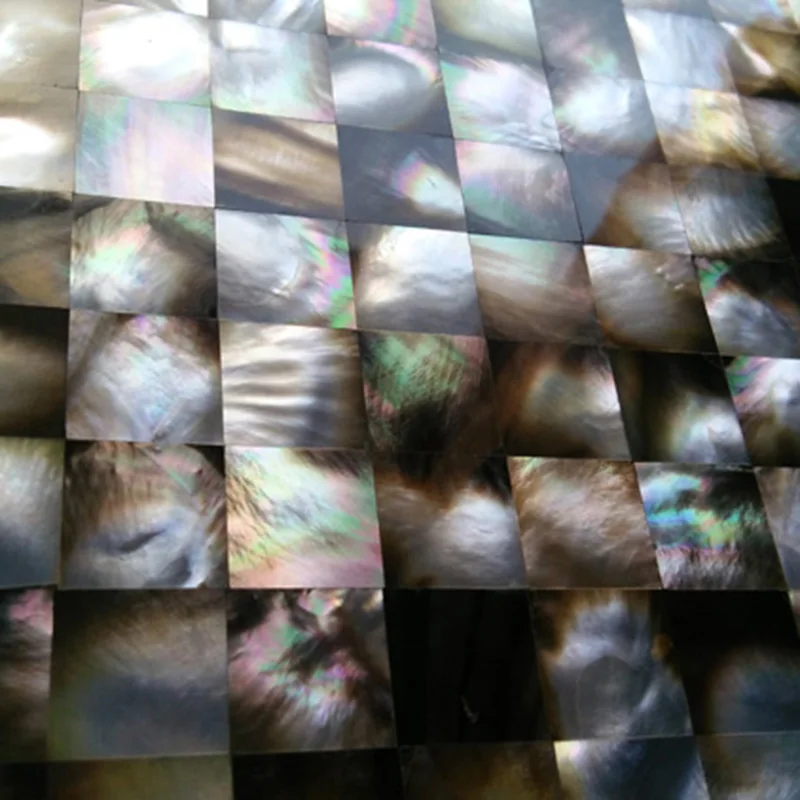 Wholesale Shell Mosaic Seamless Black Mother of Pearl Tiles Handmade Art Home Wall Decorations