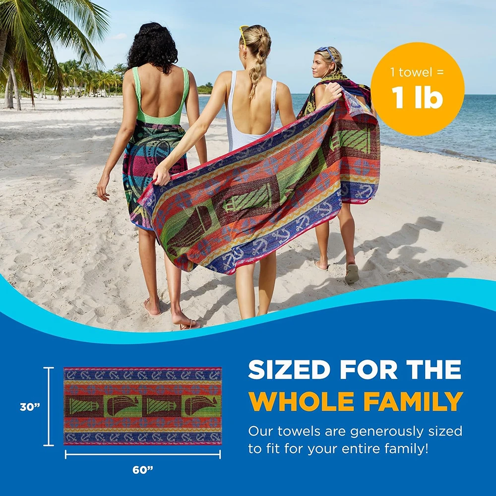 High Quality Custom Size Beach Towel Lightweight Digital Printed Cotton Beach Towels