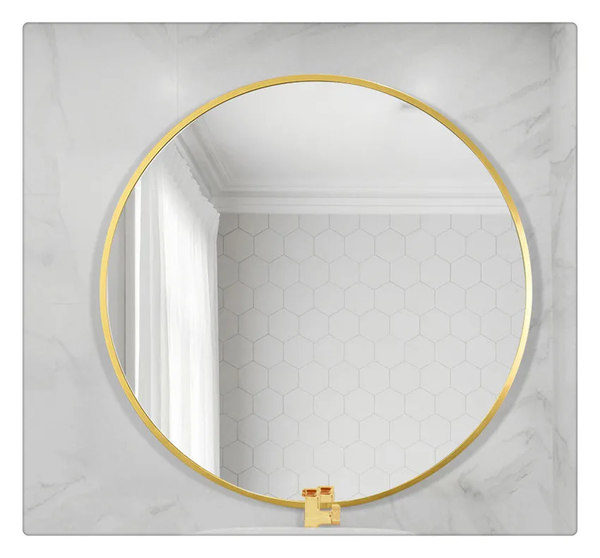 Wholesale luxury Home Decor big large Gold Round Shape circle Metal Frame Decorative bathroom Wall Mirror miroir espejo spiegel