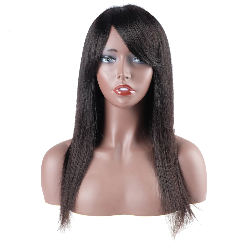 Hot Selling 20 Inch Long Hair Straight Bob Wig With Bangs Brazilian Remy 100% Human Hair Wigs Full Machine Made Human Hair Wigs