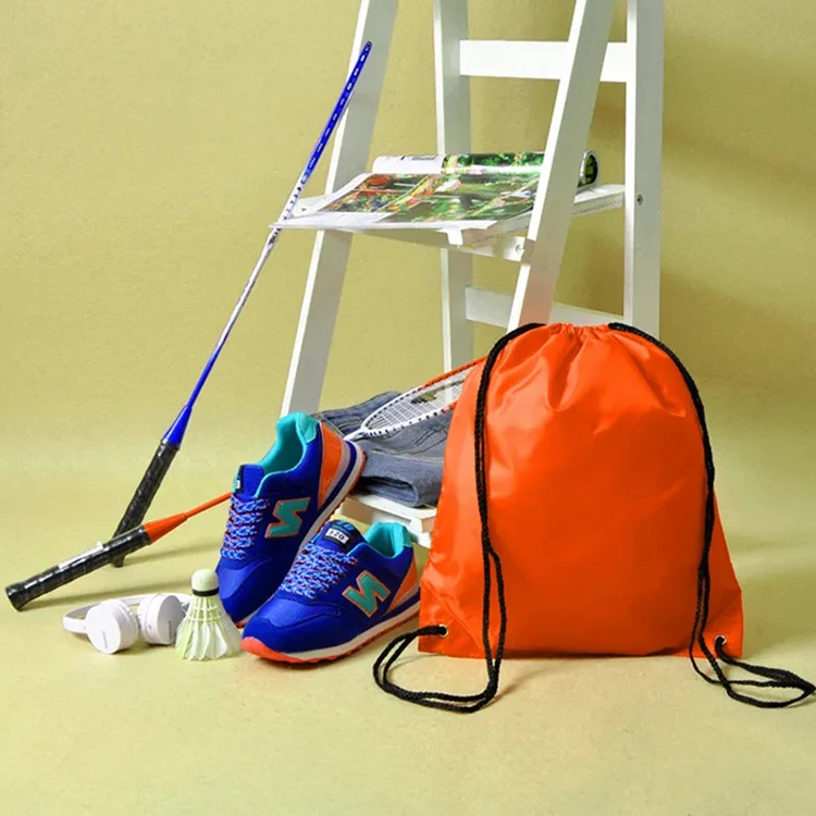 XP-Promos Promotional ecofriendly waterproof small nylon non woven draw string drawstring gym sport shoe swim shopper bag