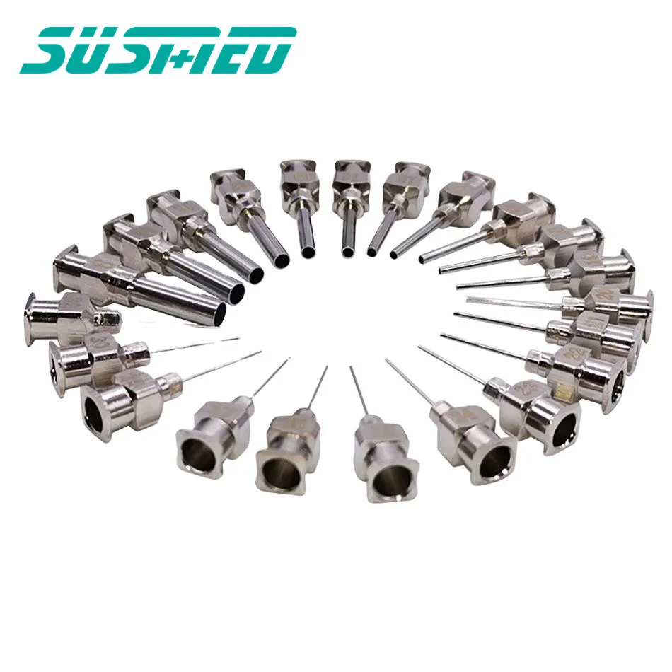 12pcs 14/16/18/20G Stainless Steel Dispensing Veterinary Needle Lab Use Sharp End Blue Box Pin Length Can Be Customized