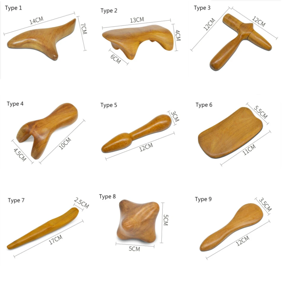 Fragrant Body Foot Reflexology AcupunctureThai Therapy Meridians Scrap Lymphatic Health Care Beech Wood Massager Tools