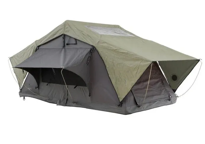 All-Season Rooftop Tent with Built-In Mattress and Rainfly for Camping in Any Weather