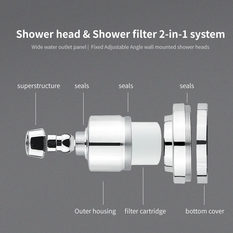 Brand OEM factory shower head custom filter vitamin c,calcium sulfite,KDF for heard water