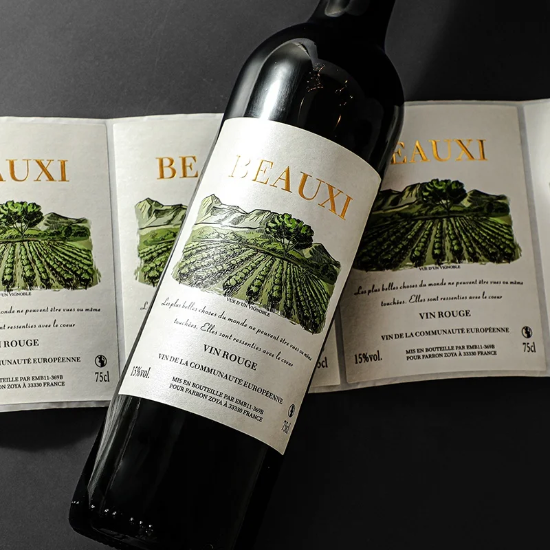 Custom Logo Luxury Black Gold Wine Bottle Label Printing Wine Bottle Labels