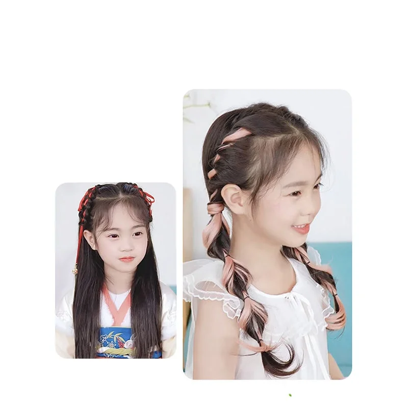 1piece DIY Hairpiece Colored Hair Extensions Curly Wavy Wigs for Baby Girls Women Colored Children Hair Extension Ponytail Wig